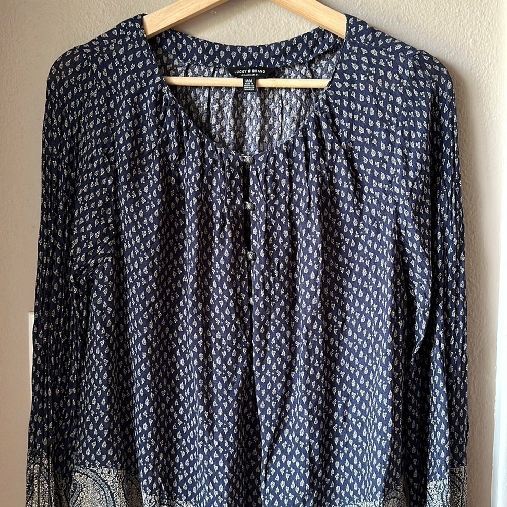 LUCKY BRAND Long Sleeve Bohemian Peasant Blouse